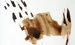 mister klecks im höhenflug, 2013, Tusche auf Pappe, 9 x 9 cm