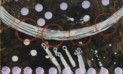 7 luftiküsse, 2014, Mischtechnik Acryl/Aquarell auf Bütten, 35 x 50 cm 
