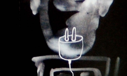 steck-kontakt, 2000, Acryl auf Karton, 24 x 18 cm 